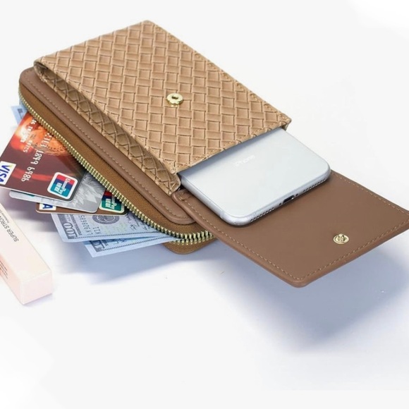 Brown Crossbody Cell Phone Purse Shoulder Handbag Wallet Credit Card - Picture 3 of 4